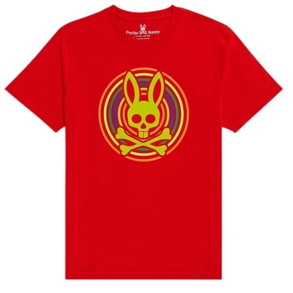 Psycho Bunny Signature Short Sleeve T Shirt Puma Cotton in Red - Picture 4 of 6